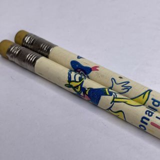 2 Very Rare Vintage 1960’s Walt Disney Donald Duck Wood Pencils Made In Usa