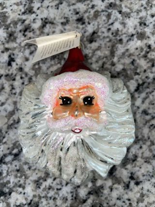 Vtg Christopher Radko 1996 Winter Wind Santa Head Face Christmas Ornament Chip