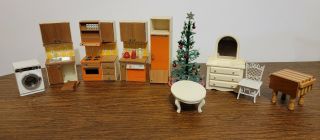 Lundby Dollhouse Furniture Orange Kitchen Set Christmas Tree Coffee Table & More