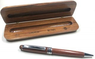Rare Wooden Ballpoint Pen With Logos For Record Labels Rca & Arista Wood Case