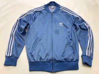 Vintage 80s Adidas Atp Keyrolan Trefoil Track Jacket Lt Blue Sz M Made Usa