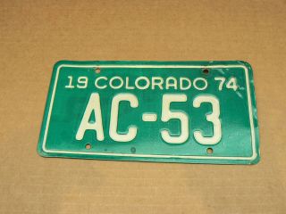 Colorado 1974 Motorcycle License Plate Ac - 53
