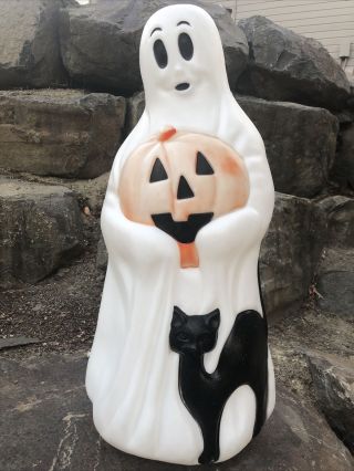 Vintage Empire Ghost Black Cat Pumpkin Halloween 35 " Plastic Blow Mold Light