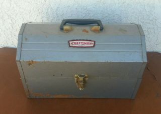 Vintage Craftsman 65351 Metal Cantilever Tool Box Crown Logo Made In The Usa
