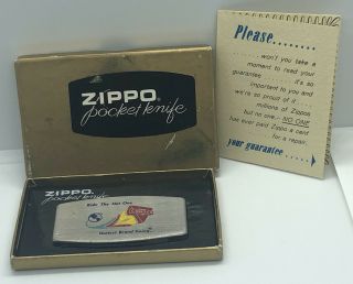 Vintage Zippo Pocket Knife Ride The Hot One Conoco Hottest Brand Going