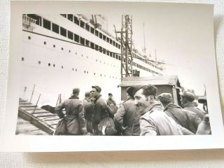 Vintage Snapshot Photo Wwii Soldiers Board Ship Heading Home Dated 1945?