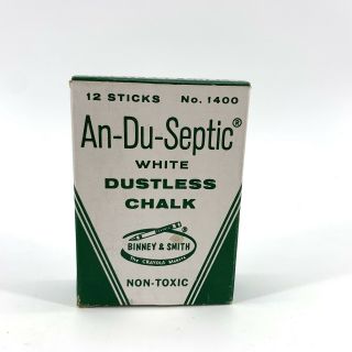 Vintage An Du Septic No.  1400 Binney - Smith White Dustless Chalk 11 Sticks Usa