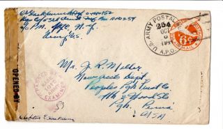 Wwii 1944 4th Armored Division Cover Apo 254 France Censored