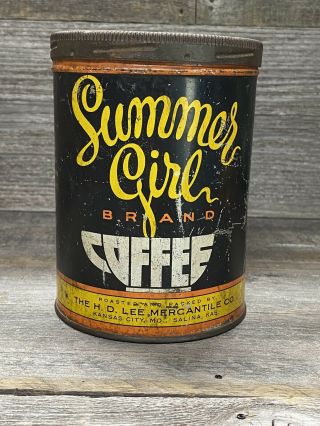 Hd Lee Mercantile Summer Girl Coffee One Pound Coffee Tin
