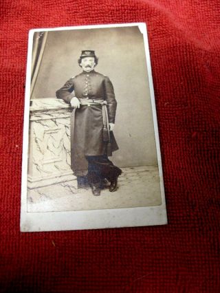 Vintage Civil War Photograph - Cdv Of A Union Officer In The Full Dress Uniform.