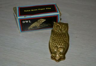 Vintage Solid Brass Owl Paper Memo Paper Clip With Box