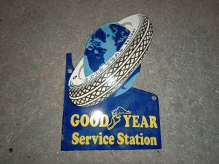 Porcelain Goodyear Service Station Enamel Size 8 " X 6.  5 " Inches