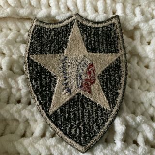 Ww Ii Us Army 2nd Infantry Div,  Patch,  Cut Edge,  Row Weave,  Silver Star