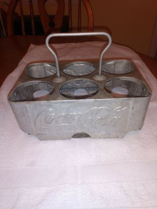 Vintage Coca Cola Coke Aluminum Metal Drink Carrier 6 - Pack Bottle Holder