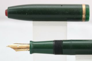 Vintage Wearever Z3 Dark Green Lever Fill Fountain Pen,  Red Jewel Ends