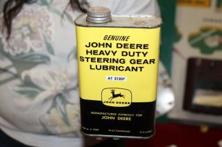 Vintage John Deere Steering Gear Lubricant Farm Tractor Metal Oil Can Sign