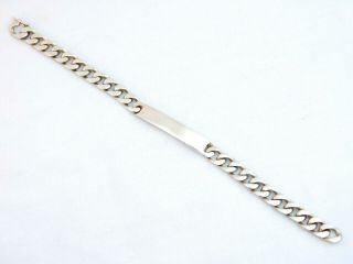 36.  78 Gram 21.  5cm Vintage 925 Sterling Silver Bar Bracelet Curb Cuban Chain