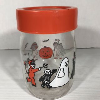 Vintage Carlton Glass Canister Jar Halloween Costumes Parade Trick Or Treat