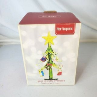 Pier 1 Imports Mini Glass Christmas Tree With Ornaments 6 " 12 Ornaments