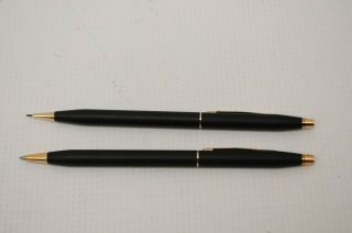 Cross Classic Century Ballpoint Pen & Pencil Set,  Black/23 Kt.  Gold Black