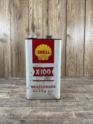 Vintage Shell X - 100 Multi Grade Motor Oil One Gallon Can.