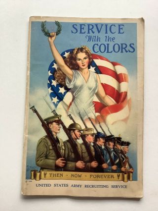 Ww2 Era Us Army Recruiting Paper Booklet 1940 Patriotic Service Flag