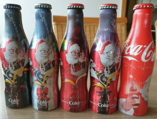 Coca Cola Alu Bottle From Benelux.  Christmas.  5 Empty Bottles