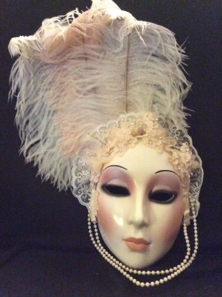 Clay Art Of San Francisco Ceramic Face Mask W/ Feathers