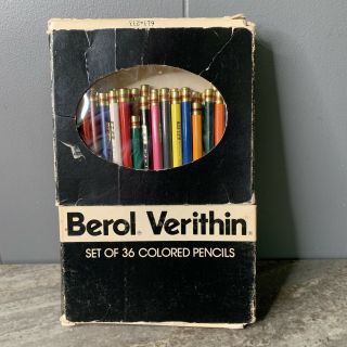 Vintage Colored Pencils Berol Eagle Verithin 732 Easel Box Of 36