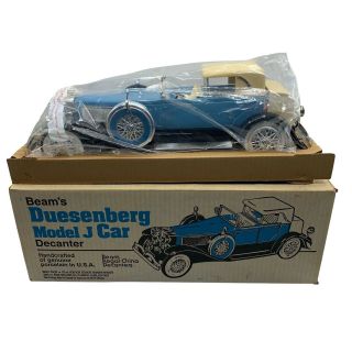 Jim Beam Whiskey Car Decanter 1934 Duesenberg Model J - Light Blue - Box - Empty