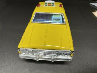 Vintage 1970s Yonezawa Battery Operated Tin - Litho Mystery Action Taxi Cab Japan
