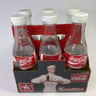 6x Vintage 1994 Dominion 75th Coca - Cola Canada French/english Bottles W Carrier