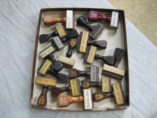 17 Vintage Rubber Postage Stamps W/ Wooden Handles Towns In Minnesota,  Minn.