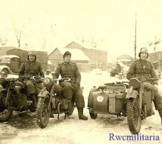 Best Wehrmacht Kradmelder Posed On Motorcycles In Russian Village In Winter