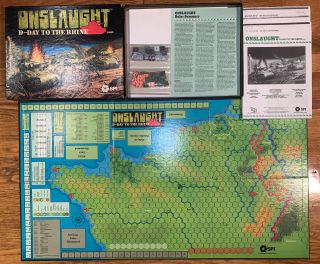 Onslaught D - Day To The Rhine Vintage Spi Tsr War Board Game