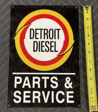 Detroit Diesel Parts Service Porcelain Like Sign Oil Truck Semi Mack Peterbilt
