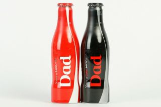 2013 Coca Cola 2 Aluminium Bottles Set From The Uk,  Share A Coke With Dad