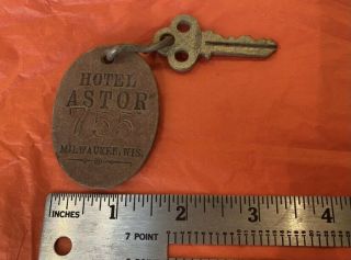 Hotel Astor On The Lake Milwaukee Wisconsin Leather Key Fob Vintage