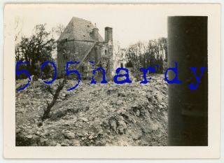Wwii Us Gi Photo - Great View Of Shelled House Near Utah Beach Normandy France