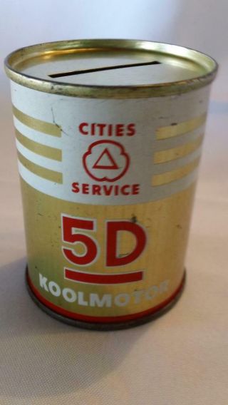 Vintage Cities Service 5d Koolmotor Motor Oil Can Bank -
