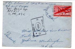 Wwii 1942 301st Bomb Group 8th Aaf Cover Apo 875 England Censored