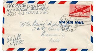 1944 Wwii 323rd Bomb Group Apo 127 France Censored Cover B - 26 Unit 8th Air Force