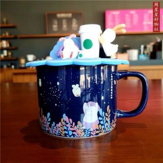 2021 Starbucks Lovely Blue Rabbit Coffee Mug W/ Bunny Lid Cup 9999,  Ins Like
