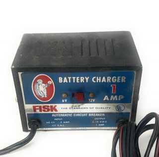 Vintage Fisk Mini Battery Charger 6v 12v 1 Amp Model F - 1 Usa Made