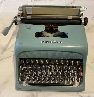 Olivetti Studio 44 Typewriter Blue Made In Italy - Classic Vintage