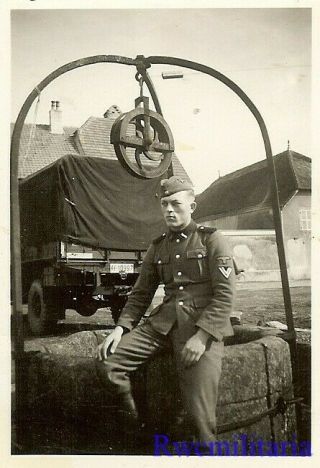 RARE German Elite Waffen Rottenführer Posed by Lkw Truck (// - 10997) 2