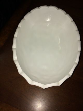 Indiana Glass Large Vintage Oblong Embossed Fruit Bowl Opaque White Milk Glass 2