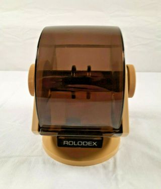 Vintage Rolodex Sw - 24c Rotary Wood Grain Card Holder With Swivel Base (usa)