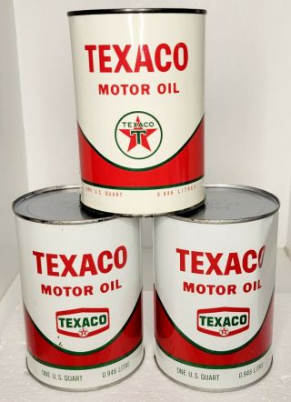 3 Vintage Tin Texaco Motor Oil Can One Quart Gas Station 