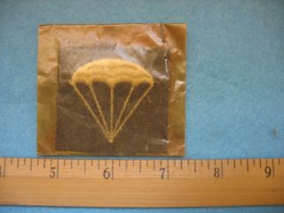 Wwii Usn Parachute / Para Sleeve Patch In Wax Baggie Nos Wosk Tag.
